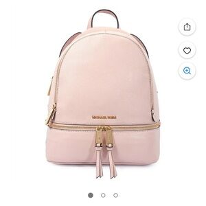 Michael Kors Pink Leather Backpack with Gold Hardware